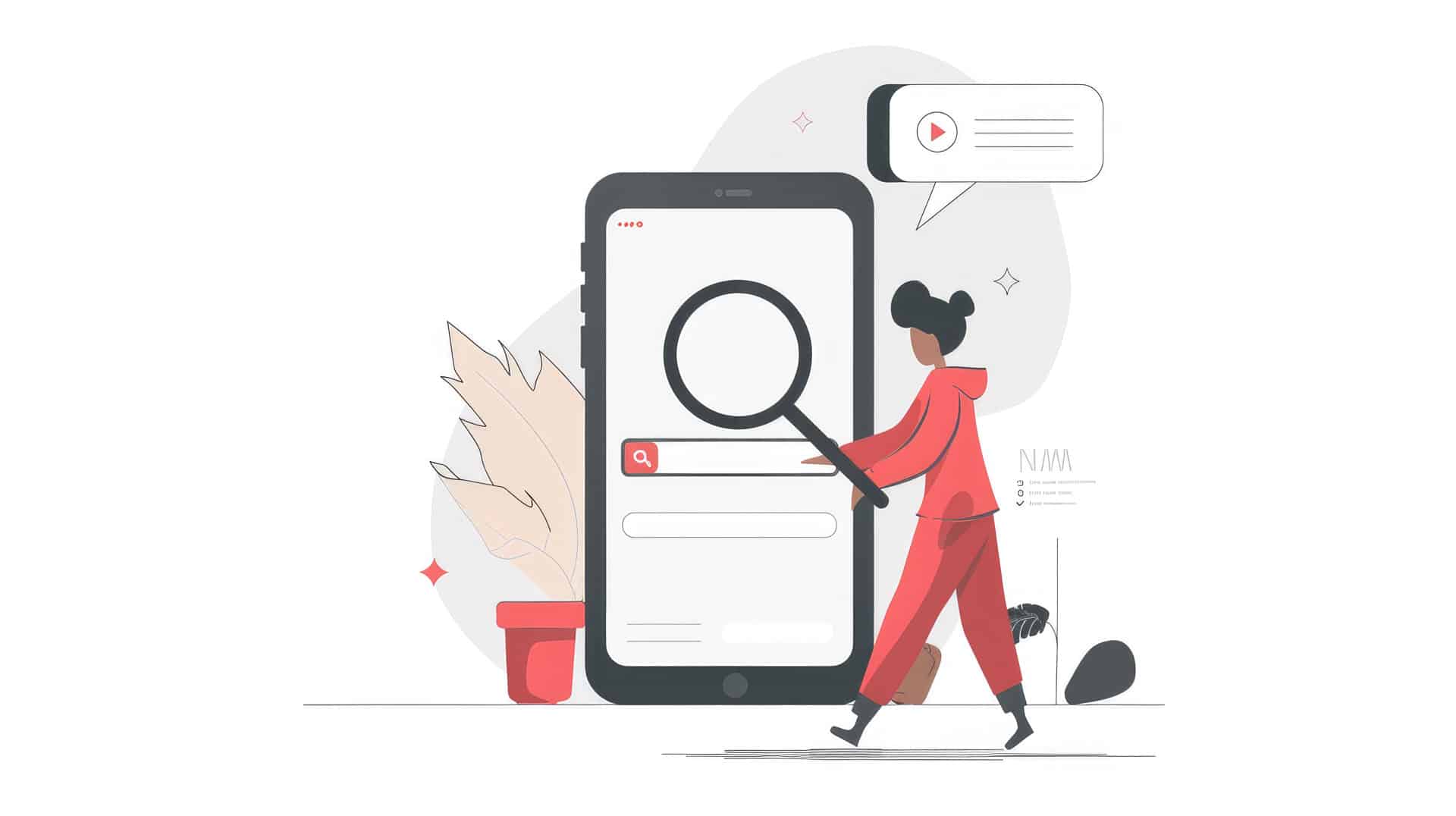 Graphic of woman searching on a phone