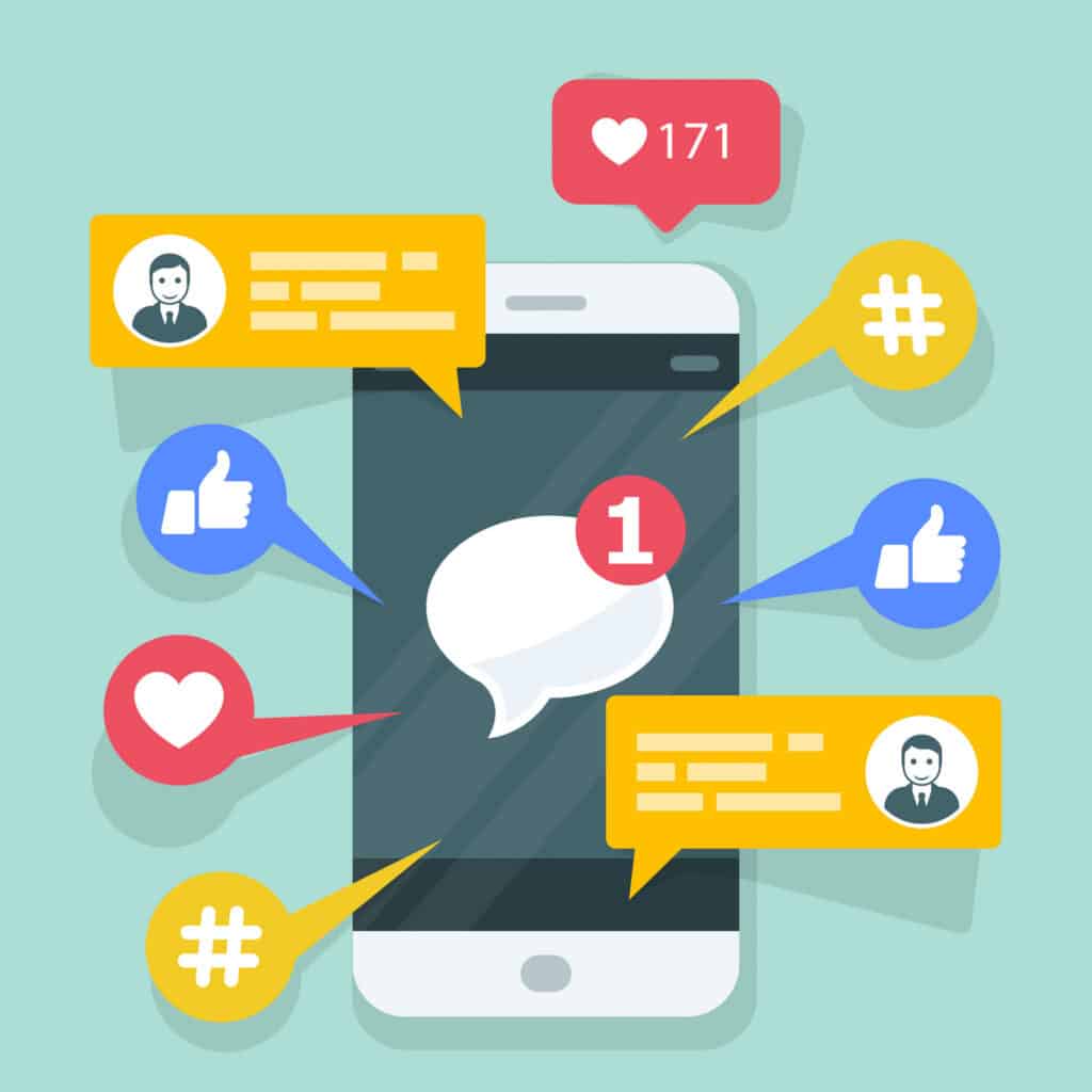 Graphic of phone with notifications